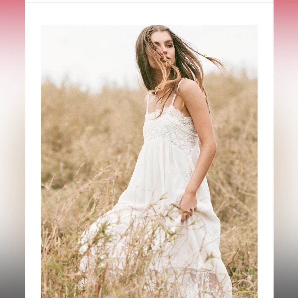 SPELL |  Peaches Dress Midi Slip Lace Off White M